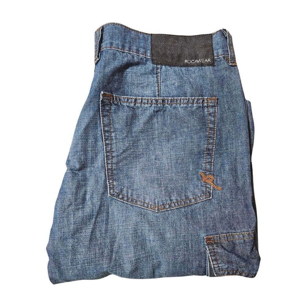 Rocawear Denim Cargo Shorts 14" Inseam Baggy Y2K Street Wear Jay-Z Men's 38
